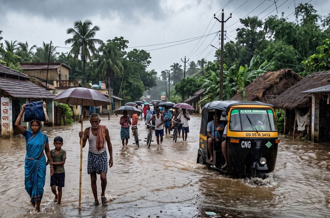 Heavy Monsoon Rains Inundate Roads in Kendrapara's Ali Block, Disrupt Normal Life